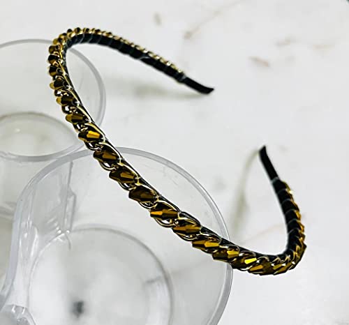 Image of Sleek Chain with Gold Drum Stone Fashion Chain Stones Hairbands for Girls & Women (Pack of 1)