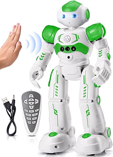 KingsDragon RC Robot Toys for Kids, Gesture & Sensing Remote Control Robot for Age 4 5 6 7 8 Year Old Boys Girls Birthday Present (Green)