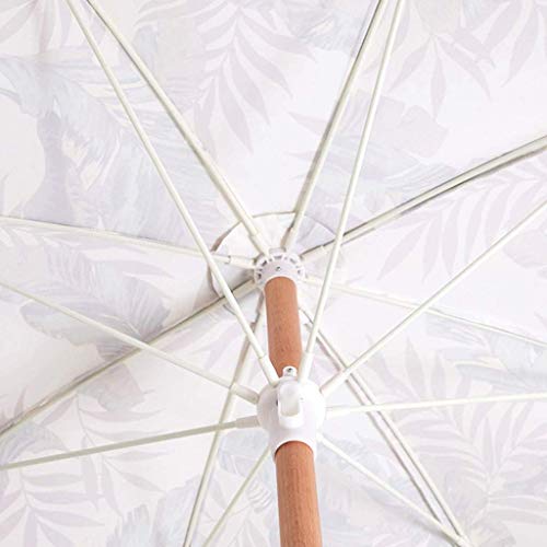 2m Round Parasol Small Outdoor Sun Umbrella Beach Patio Tassel Wooden Parasols With Tilt Function, Waterproof And Protection - Image 2