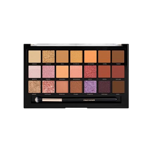 Profusion Cosmetics Nude Bliss 21 Shade Eyeshadow Palette + Free Pro Series Brush (highly pigmented, blendable shades of golden taupe, dusty coppers and rosy pink hue) - Image 3