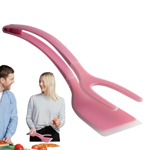 Espátula de huevo – Pinza para hornear 2 en 1 – Utensilio de cocina ergonómico para pescado filete pan pan, tortilla BBQ desayuno