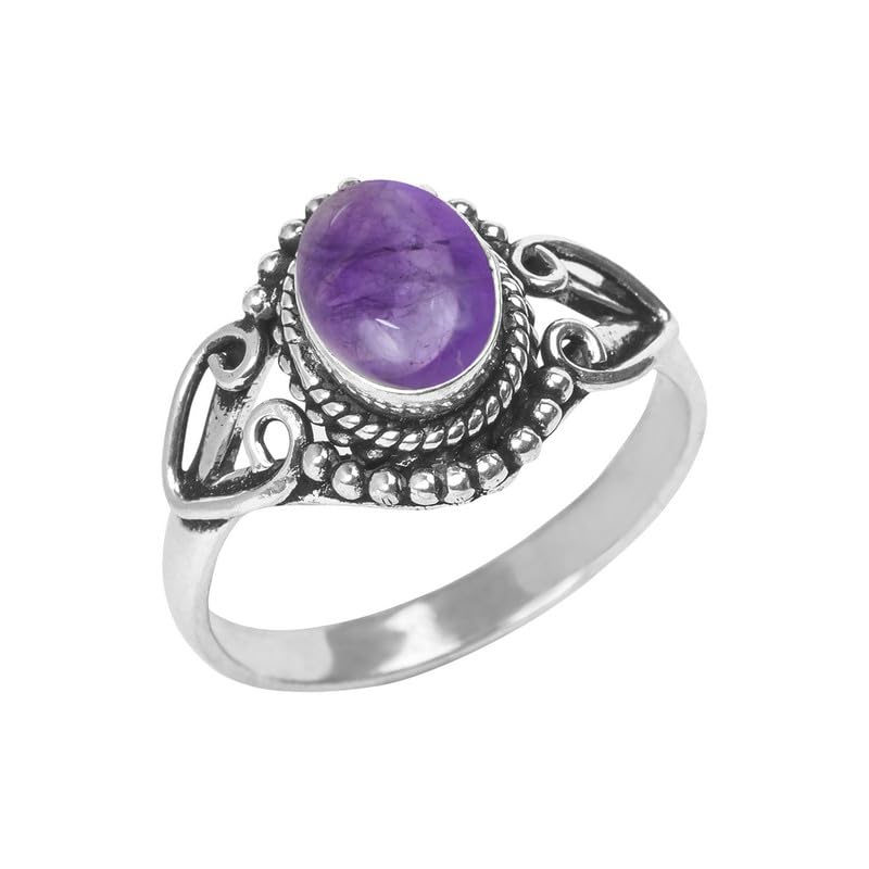 Amethyst Stone Ring, Silver Ring, Silver Overlay Handmade Ring, Bohemian Jewelry, Silver Ring For Women Girls Size US 5, Christmas Gift, Anniversary