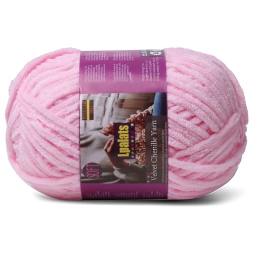 Image of Chunky Chenille Yarn for Crocheting, Pink Fluffy Blanket Yarn for Crochet | 1 Pack of 175 Yds, 7.05 Oz Fuzzy Thick Velvet Yarn for Crocheting Plush Soft Crochet Yarn for Knitting Blankets, Amigurumi