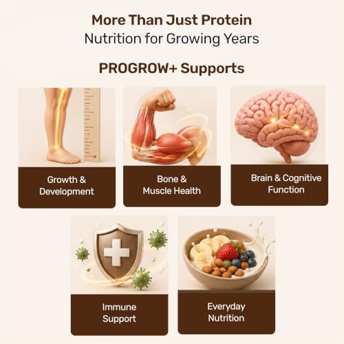 Image of Miduty Kids ProGrow+ Hazelnut Cocoa | Kids & Teens Protein Shake for Growth, Daily Nutrition & Active Recovery | 12g Protein for 8-18 Years | FOS & Inulin, Vitamins & Minerals, Vegetables, Fruit & Nut Blend | Natural Hazelnut Cocoa Flavor - 350g