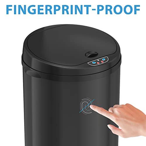 Itouchless 8 Gallon Touchless Sensor Trash Can With Odor Filter System, 30 Liter Round Black Steel Garbage Bin, Perfect For Home, Kitchen, Office #TOP4