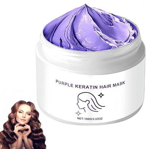 Mascarilla Capilar de Keratina Púrpura, Mascarilla Capilar Hidratante y Acondicionadora Profunda con Colágeno, Repara el Cabello Seco, Activa las Raíces, Loción Correctora (1Piezas)