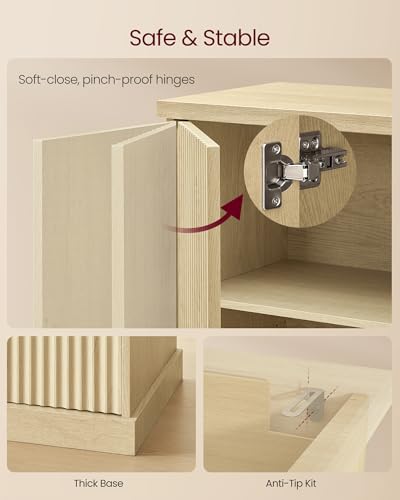 Image of VASAGLE Contemporary Buffet Cabinet with Adjustable Shelves, Fluted Doors