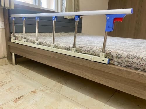 P.M.P.S. Heavy Hospital Bed Guard Collapsible Railing with Attachment,No Drilling Required, (1 Side Only) L 56.5 X H 15 -inches, Self Installation.
