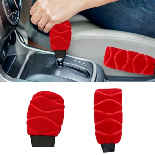 DEAELF 2PCS Fluffy Car Gear Shift Knob Cover & Handbrake Cover, Soft Warm Car Hand...