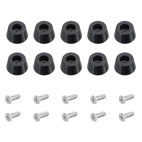 Befun Lot de 10 pieds ronds en caoutchouc antidérapants pour planche à découper avec vis, pare-chocs pour meubles, table, amplificateur, haut-parleur,...