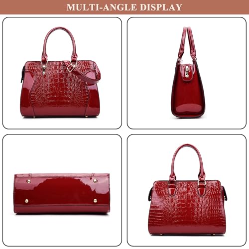 Women's Crocodile Pattern Handbag and Purse PU Leather Classic Satchel Crossbody Outdoor Work Top Handle Shoulder Bag，bag1852OWOISS4