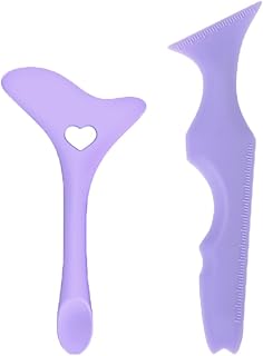 YRAKOZIN Multifunctional Eyeliner Stencils [2 PCS], Eye Makeup Tool Set[Wing Eyeliner Aid + Silicone Beauty Ruler] as Eyelash Shield/Eyebrow Shaping/Jaw Line/Lip Line for Beginners (Purple)