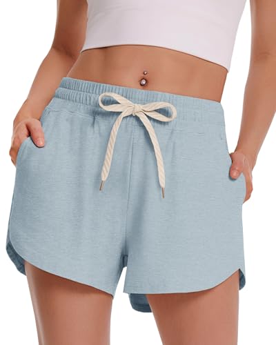 CAMPSNAIL Athletic Shorts for Women - Workout Casual High Waisted Black Sweat Shorts Comfy for Running Gym Lounge Summer