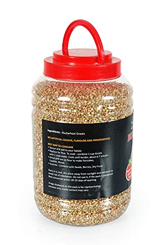 Image of SundarLaxmi Buckwheat Seeds - 2Kg Jar | Kuttu Giri | Hulled, Gluten Free Buckwheat Millet | High in Plant Protein & Fibre | Kuttu Giri Whole Grain Grind To Make Flour