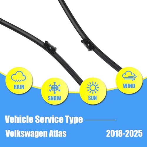 Image of Gavimnal Silicone Wiper Blades Replacement For Volkswagen Atlas 2018-2025 | 26 inch+22 inch Front & 12 inch Rear, All-Weather, Streak-Free, OE-fit, Quiet, Easy One-Click Install