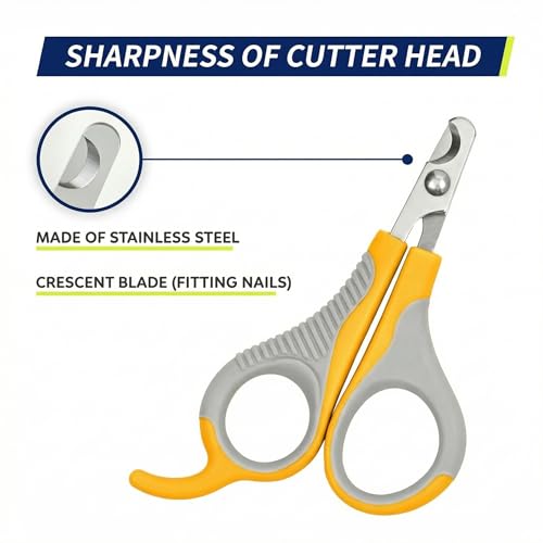 Image of WePet Pet Nail Clippers U07.2, Professional Claw Trimmer, Scissor for Cats, Puppies, Kittens, Hamsters, Rabbits and Small Animals, Sharp, Safe, Small, Grey /Yellow