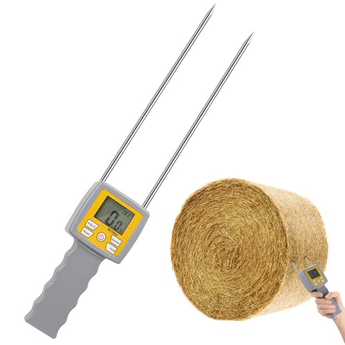 Hay Moisture Tester Portable Dual Probe Hay Moisture Meter with Temperature & Humidity Compensation For Hay Bale Forage Grass Alfalfa Pennisetum Hydridum & Leymus Chinensis Moisture Tester