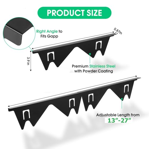 Image of Stove Gap Covers Stainless Steel Stove Gap Filler for Stove and Counter, Black Oven Side Gap Filler for Kitchen Oven with Adjustable Length 13 inch to 27 inch (2 Packs)