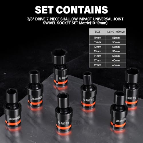 Image of 7pc 3 /8 inch Drive Impact Universal Swivel Socket Set
