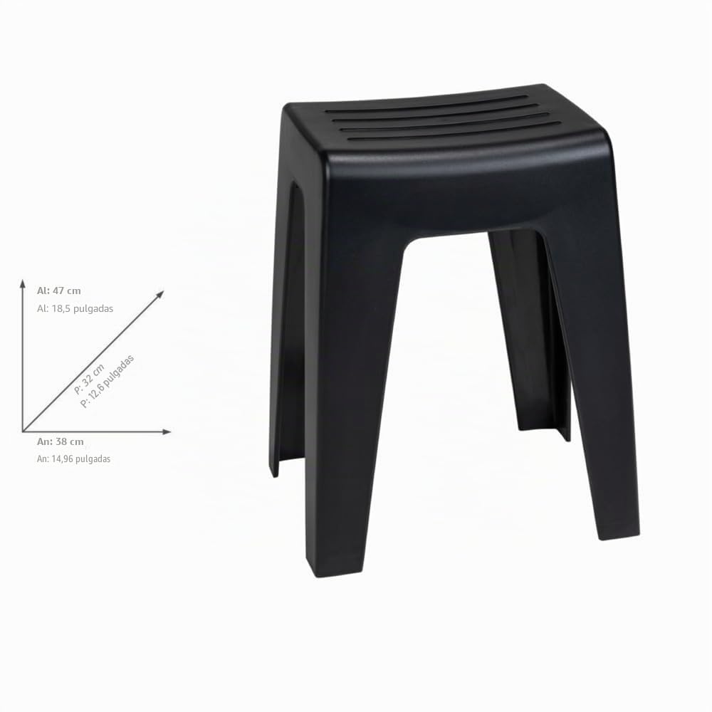 Wenko Taburete de baño Kumba, calidad con diseño contemporáneo fabricado con plástico sólido, soporta hasta 120 kg, óptimo para baño y aseos de invitados (An. x A x P) 38 x 47 x 32 cm, negro