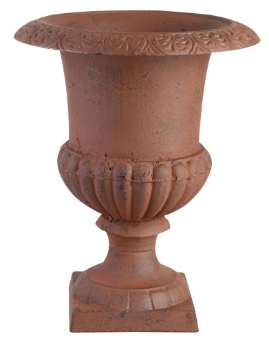 Esschert Design XH62-AR - Vase Médicis en fonte : Hauteur 35 cm - 23,5 x 23,5 x 30 cm - Marron