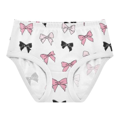 Wusikd Cute Pink Black Bow Girls' Underwear Cotton Girls Briefs Soft Toddler Underwear 2T