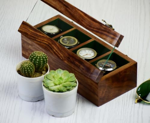Image of Royal Craft Expertise 4 Slot Watch Box For Men, Wooden watch boxes, Watch case box for men, Watch storage Box, Organiser Box Display Case,Christmas, Valentine;s Day (Rosy brown)