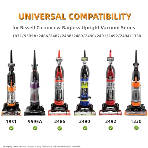 Image of JEDELEOS Replacement Belts for Bissell Cleanview Bagless Upright Vacuum 1831 9595A 3583 2486 2487 2488 2489 2490 2491 2492 2494 1319 1320 1322 1327 1328 1330 1331 1332 1819 1820 Series (Pack of 3)