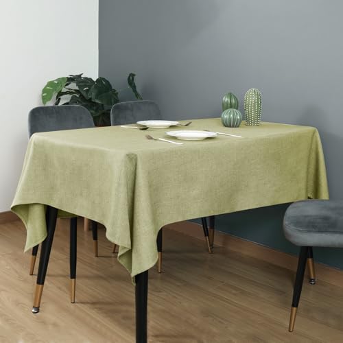 Tischdecke Abwaschbar Salbeigrün 145 x 300 cm Leinenoptik Wasserdicht – Ansicht 3