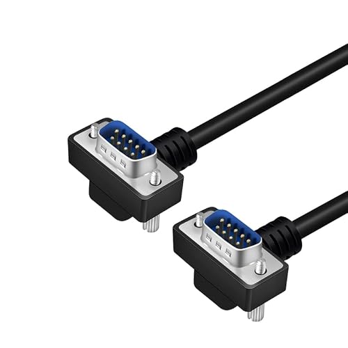 DB9 RS232 Serial Port Cable Down Right Angle 9 Pin RS232 COM Port Connection Cable (270 Degree Nickel Plated - Male to Male, 1.5m)