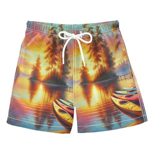 Lake Boat Holiday Boys Swim Trunks Quick Dry Toddler Swimsuit Boy Board Shorts Bathing Suits Swimwear XS Multi