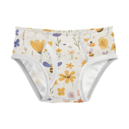 KLL Embroidery Bee Butterfly Flowers Little Boys Cotton Athletic Underwear Cute Children Panties