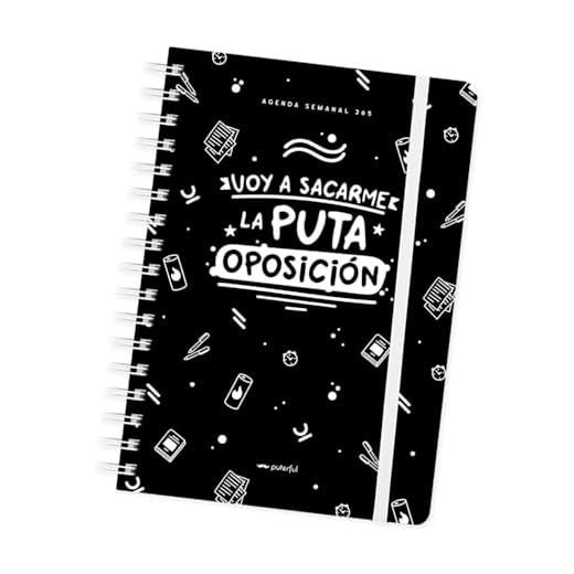 Puterful - Agenda atemporal anual sin fechas - Oposición - Planificador 365 días - Semana vista - Agenda con mensajes