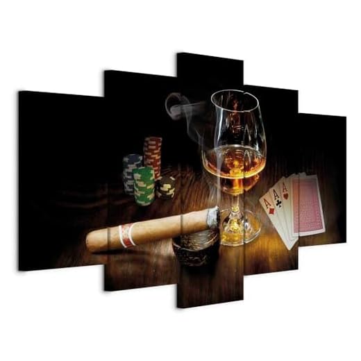LEotiE SINCE 2004 Blechschild Vintage Retro Metallschild Wandschild Blech Poster Fun Poker 2 murando - Bilder Alkohol 200x100 cm Vlies Leinwandbild 5 tlg Kunstdruck modern Wandbilder XXL Wanddekoration Design Wand Bild - Alkohol Zigarre Poker Whisky i-A-0101-b-n