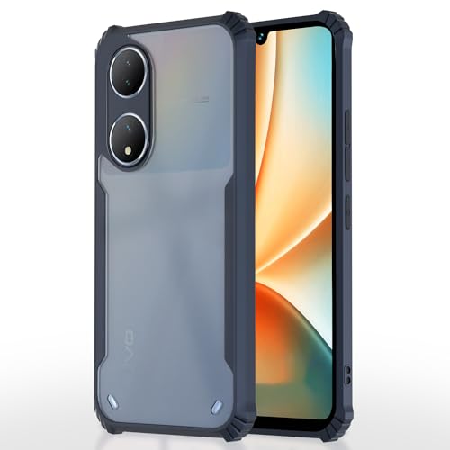 Image of Pikkme Vivo Y100 5G Back Cover | Crystal Clear Transparent Back | Ultra Hyrbid | Full Camera Protection | Raised Edge | Bumper Back Case (Blue)
