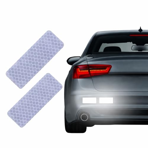 Image of VADDA Universal Reflective Car Stickers 10 Pcs, Rectangular Stripe Stickers for Cars, Trucks, Bikes, Bicycle, Night Visibility Vehicle Safety Reflectors for Car Bumper, Hood, Fender & Door - White