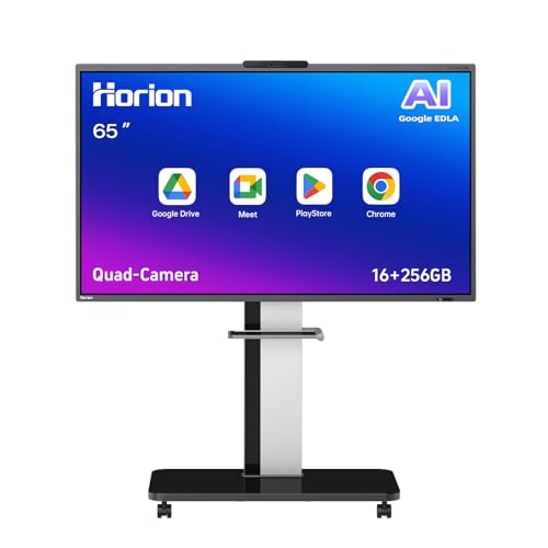 Image of HORION 65 inch Interactive Smart Board with Wall Mount, 4K UHD Touchscreen, Android 14 Google EDLA (16+256GB, AI Meeting Assistant, Digital Whiteboard)