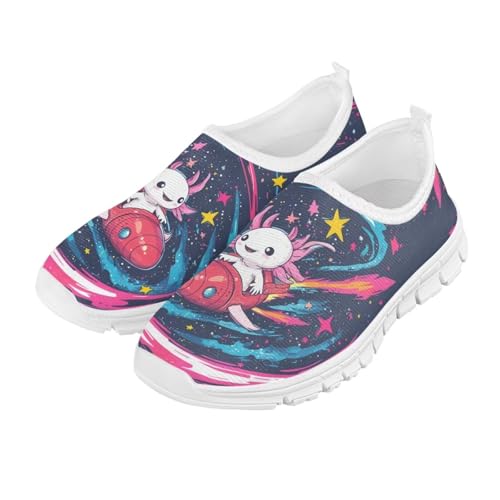 Girls Slip On Sneakers Cute Kids Tennis Running Shoes Axolotl Themed2