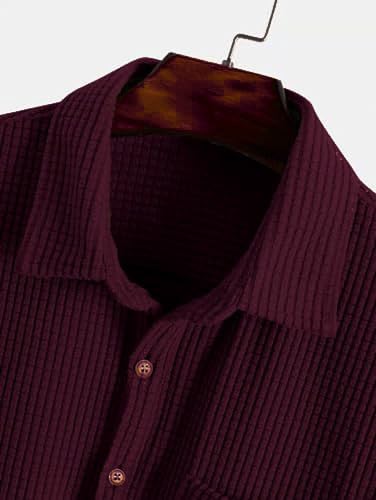 Image of ColorChakra Mens Waffle Knit Polo Tshirt Collar Knitted Shirt for Men M to 3XL