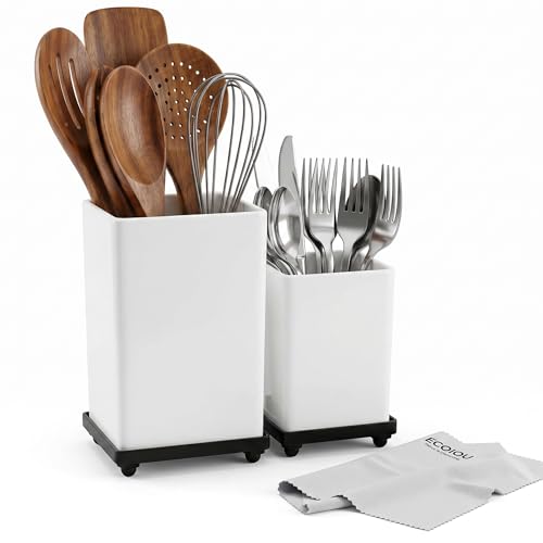ECOIOU Tiered Counter Utensil Holder Set with 6.5' & 4.7'...