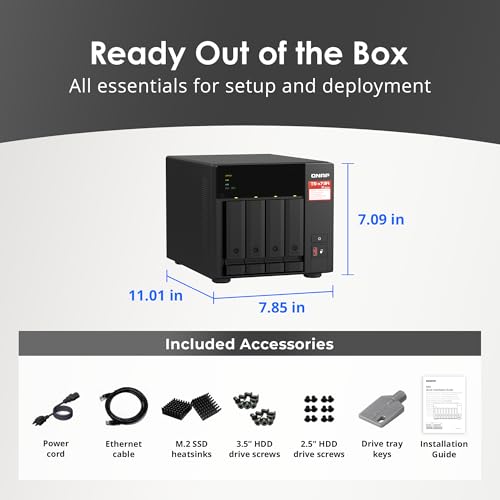 Image of QNAP TS-473A-8G-US 4 Bay High-Speed Desktop NAS with AMD Ryzen 4-core CPU, 8GB DDR4 Memory and 2.5GbE (2.5G /1G /100M) Network Connectivity (Diskless)