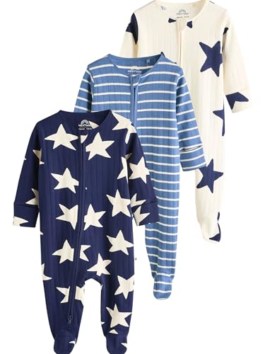 NEXT Bebés niño Pack de 3 Pijamas Tipo Pelele con diseño de Estrella Azul Marino 9 Meses-12 Meses
