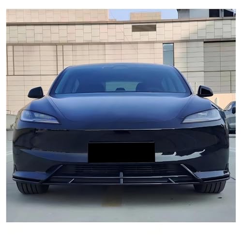 Alerón de labio delantero para Tesla Model 3 Highland 2024-2025 en acabado negro brillante 4