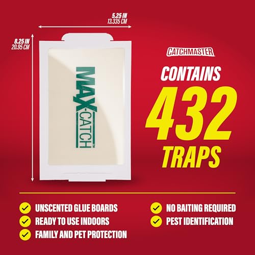 Image of Catchmaster Max Catch Mouse & Insect Glue Traps, Case of 6 Packs of 72 Classic Glue Boards (432 Total), Bulk Mouse Traps Indoor for Home, Pest Control for Industrial & Office Use