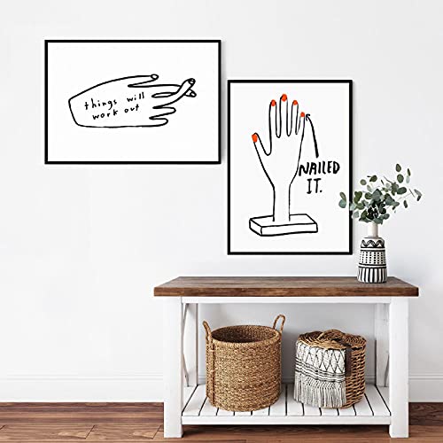 Art mural doigts nordiques sur toile de qualité | Affiche noire et blanche palmier moderne