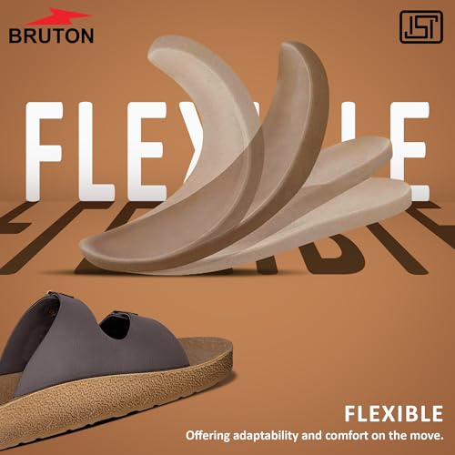 Image of BRUTON Stylish Men's Slippers | Comfortable, Lightweight & Anti-Skid | PU Material Casual Footwear for Office & Daily Use