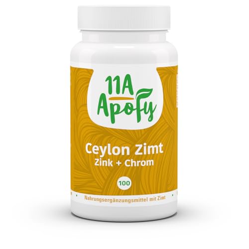1A-Apofy | Ceylon-Zimt Zink + Chrom | 1.500 mg Zimt pro Tagesdosis | ohne Magnesiumstearate | 100 Kapseln