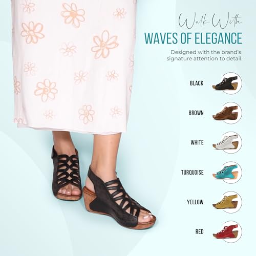 Spring Step Inocencia Women's Leather Wedge Sandals | Low Heel Sandals for Women with Floral Laser Cut Design, Hook and Loop Strap, Mediterranean Style4