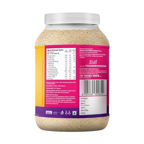 Yogabar whole Quinoa 2 Kg | 100% Whole Quinoa | Weight Loss alternative to Rice and Wheat | High In Iron & Fibre |