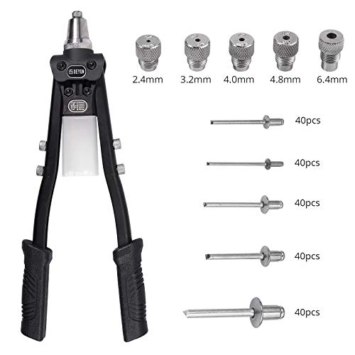 Kamtop 16 Inch Pop Rivet Gun with 5 Nosepieces and 200 Pcs Rivet Pop Rivet Tool with Waste Rivets Collecting Bottle Hand Riveter Riveting Tool - Thumbnail 7